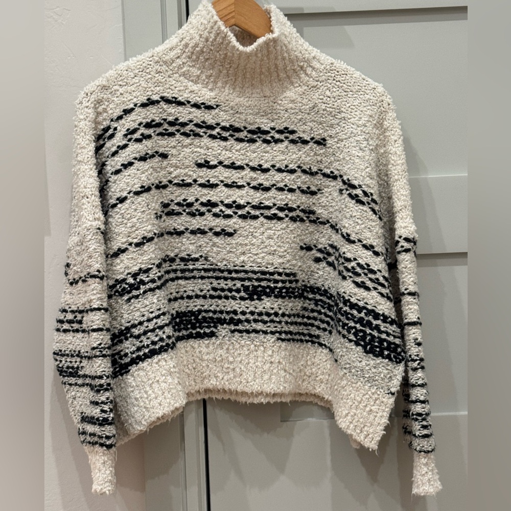 Anthropology Pilcro Textured Cream and Black Sweater